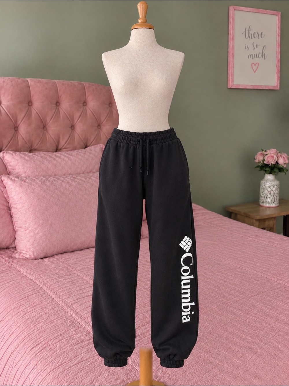 Columbia Black Jogger Sweatpants with White Logo
